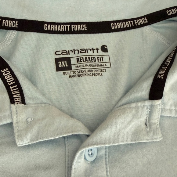 Carhartt Men's Force Relaxed Fit Light Blue Short Sleeve Pocket‎ Polo Shirt 3XL - Picture 3 of 6